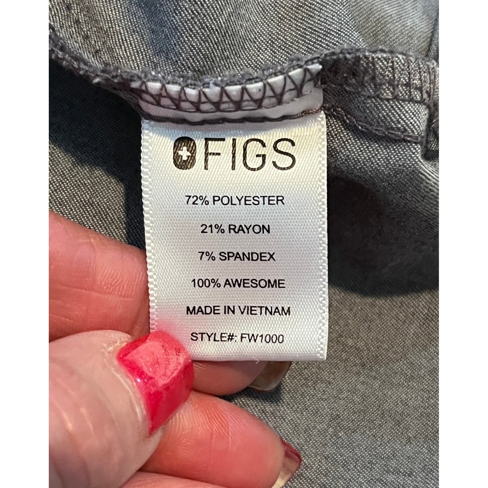 FIGS Catarina One-Pocket Scrub Top Womens XS Heather Charcoal Grey V-Neck FW1000 - Picture 4 of 4